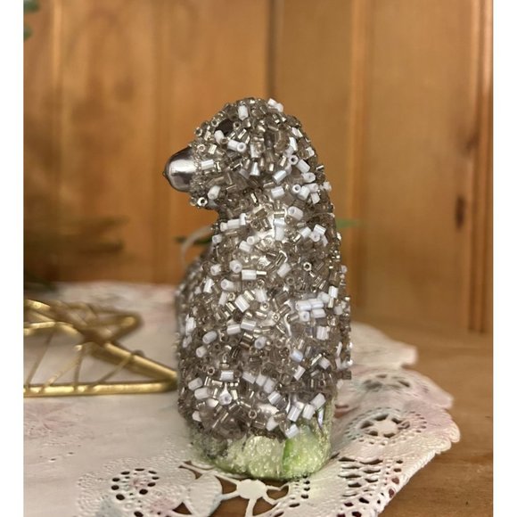 Vintage Bethany Lowe Mercury Glass Collection Beaded Sheep Ornament - Picture 4 of 5